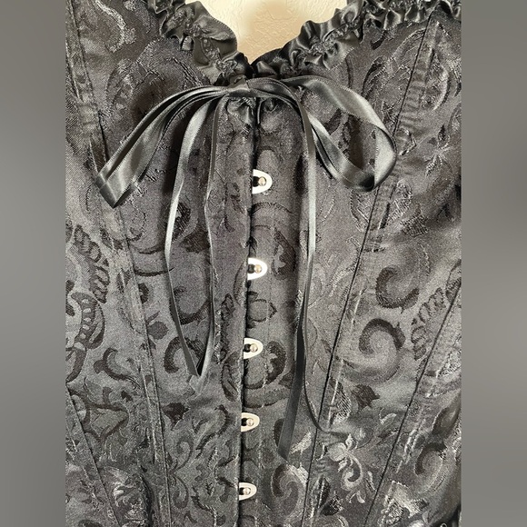 Tictoc Black Floral Satin Lace Up Corset - Picture 4 of 5